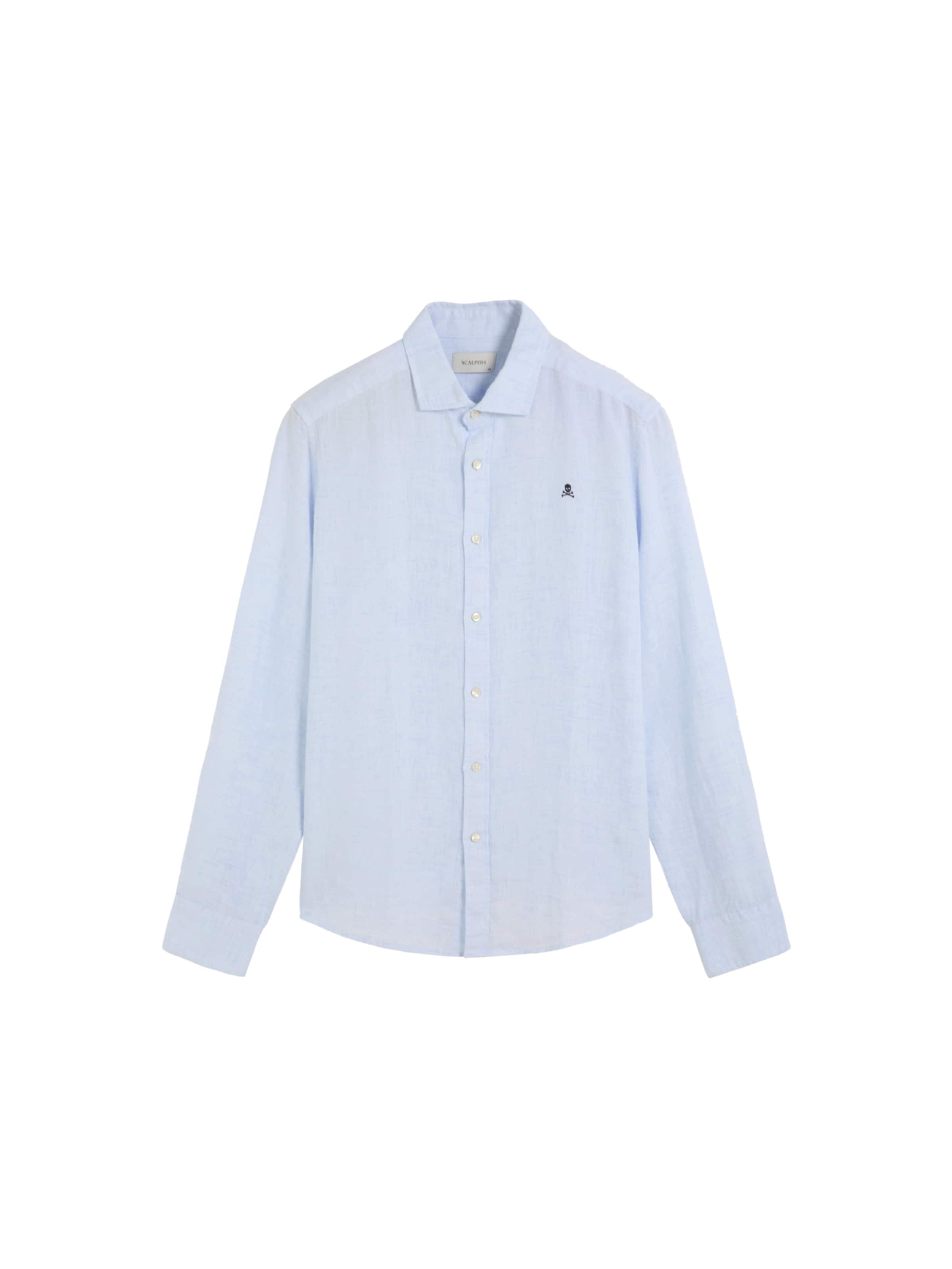 Scalpers Regular Fit Fancy Linen Shirt ' ' in Blau: Vorderseite