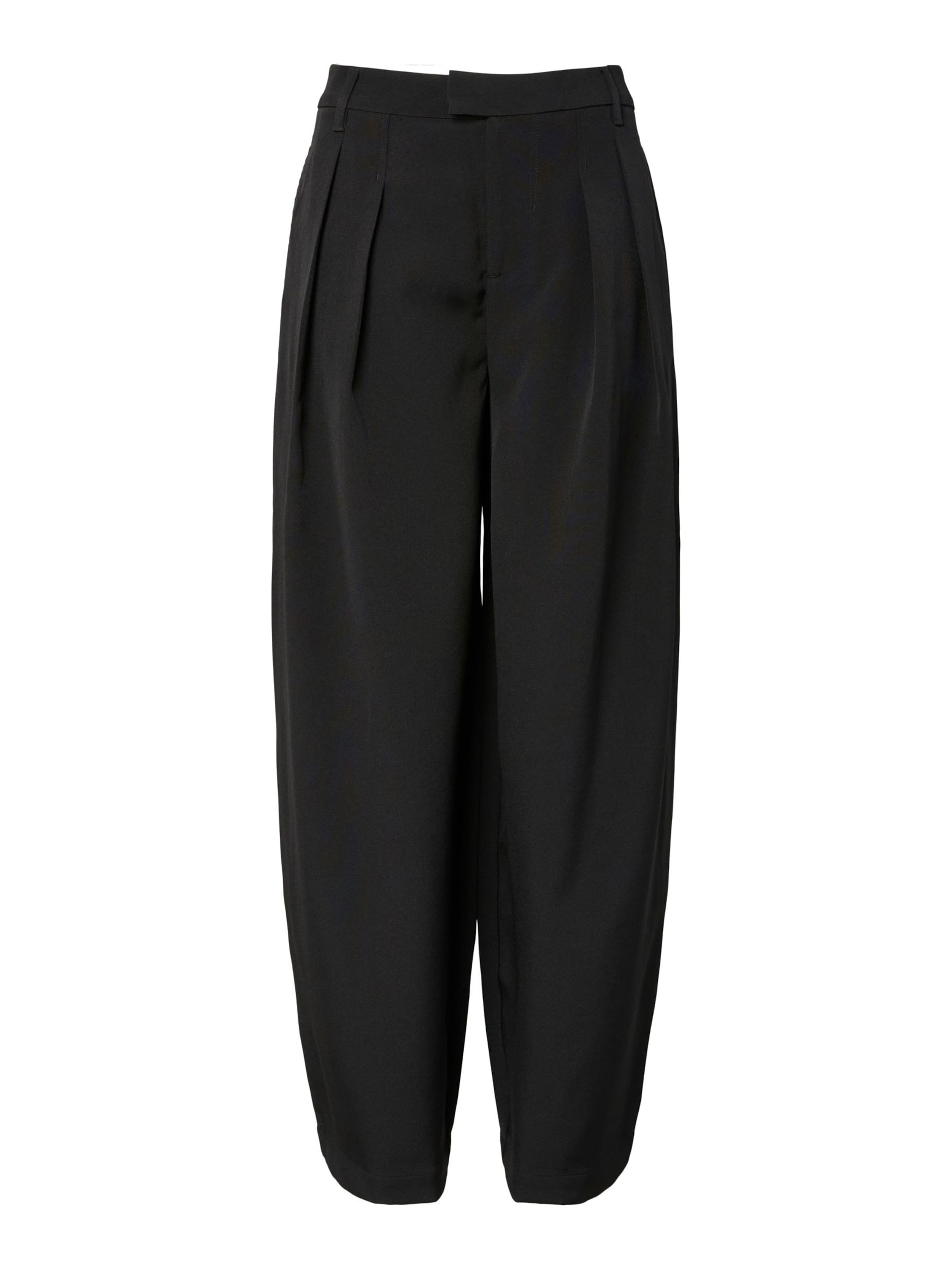 Baggy Pantalon à pince 'BARREL' PIECES en noir : devant