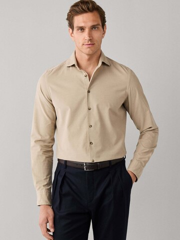 Hackett London Regular Fit Hemd in Beige: Vorderseite