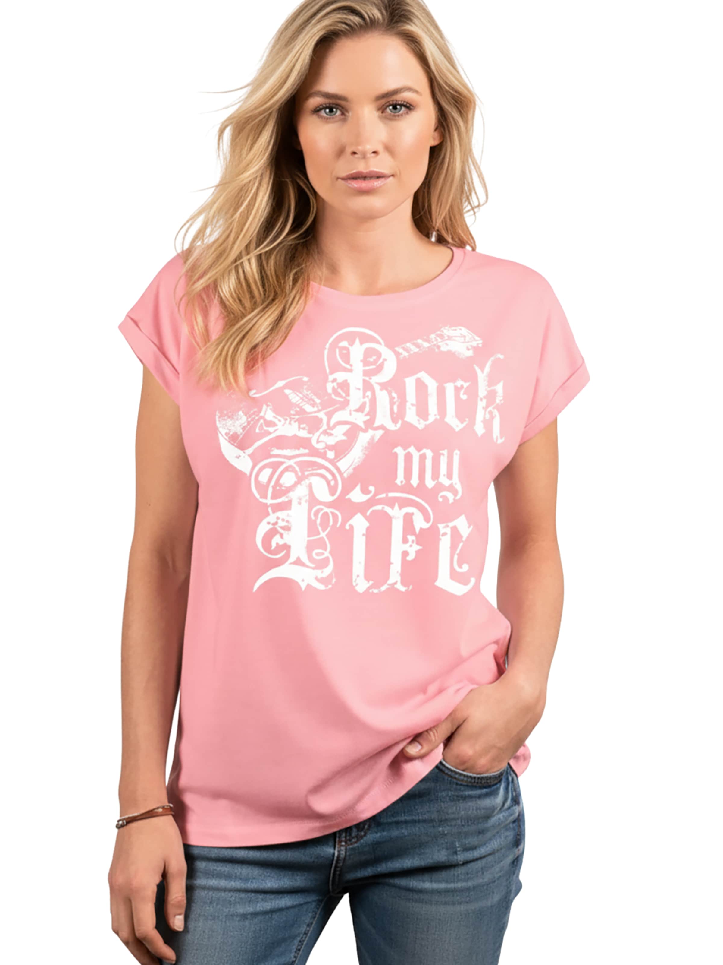 MAKAYA Shirt 'Rock My Life' in Pink: front