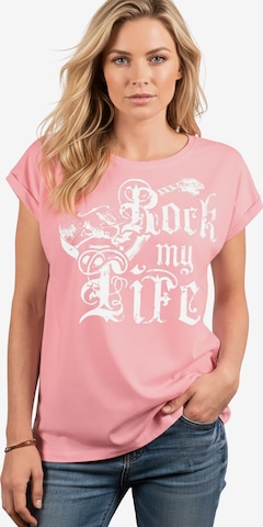 MAKAYA Shirt 'Rock My Life' in Pink: front