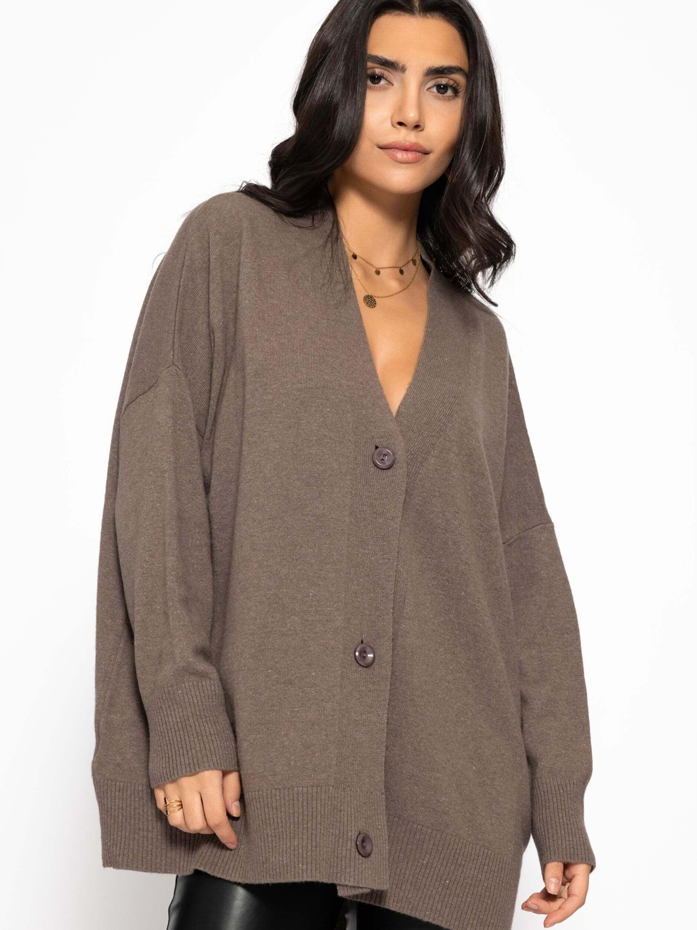 SASSYCLASSY Oversized Cardigan in Grey: front