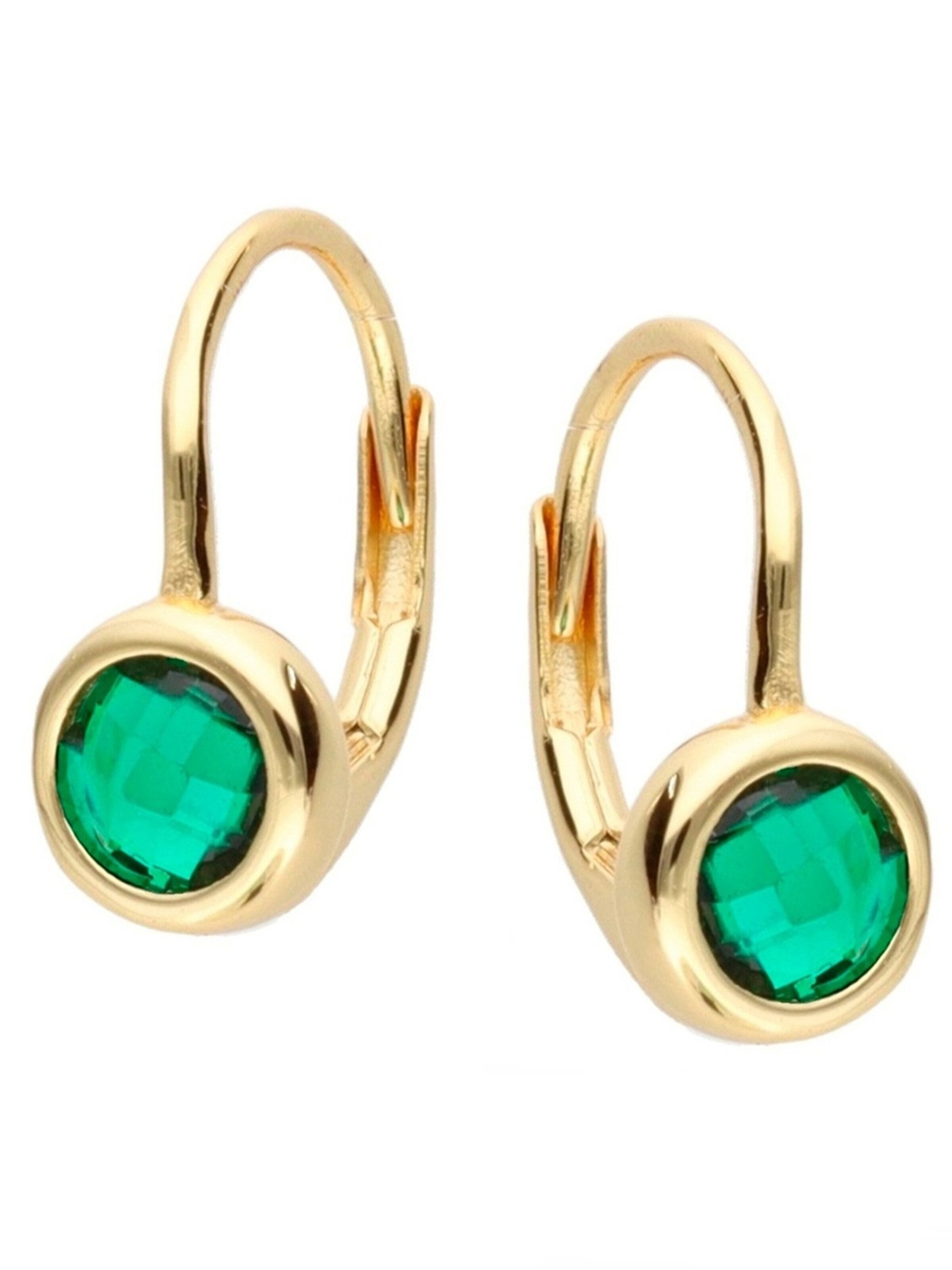 Goldene Hufeisen Earrings 'Rund grün' in Gold: front