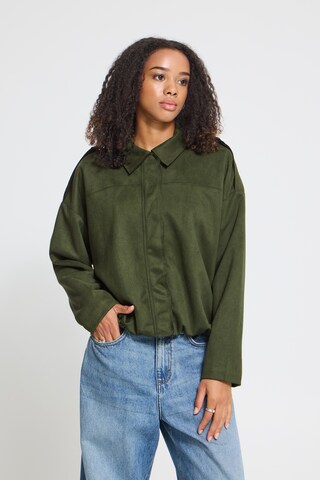 ICHI Between-season jacket in Green: front