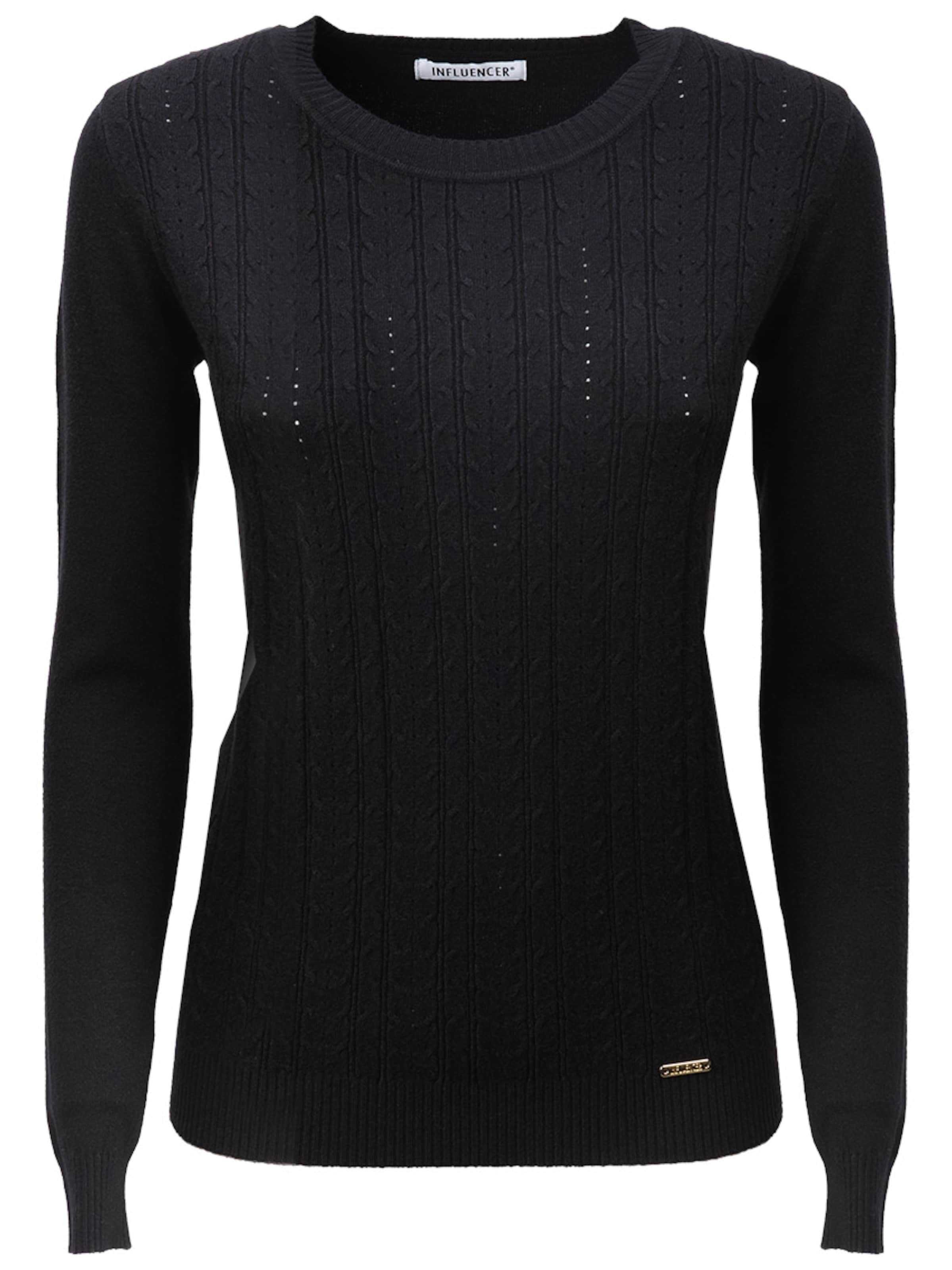 Influencer Pullover in Schwarz: Vorderseite