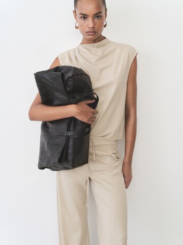MANGO Loose fit Trousers 'CANDELA' in Beige