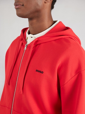 HUGO Zip-Up Hoodie 'Dapozip' in Red