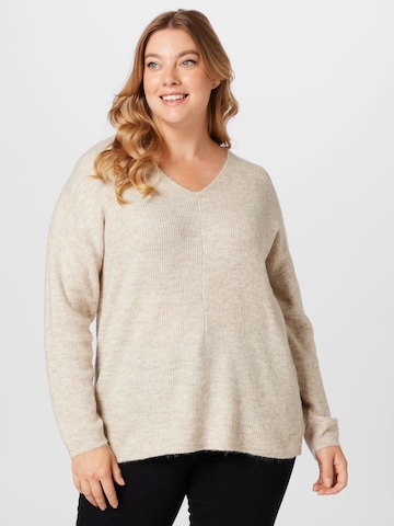 Pull-over Vero Moda Curve en beige : devant