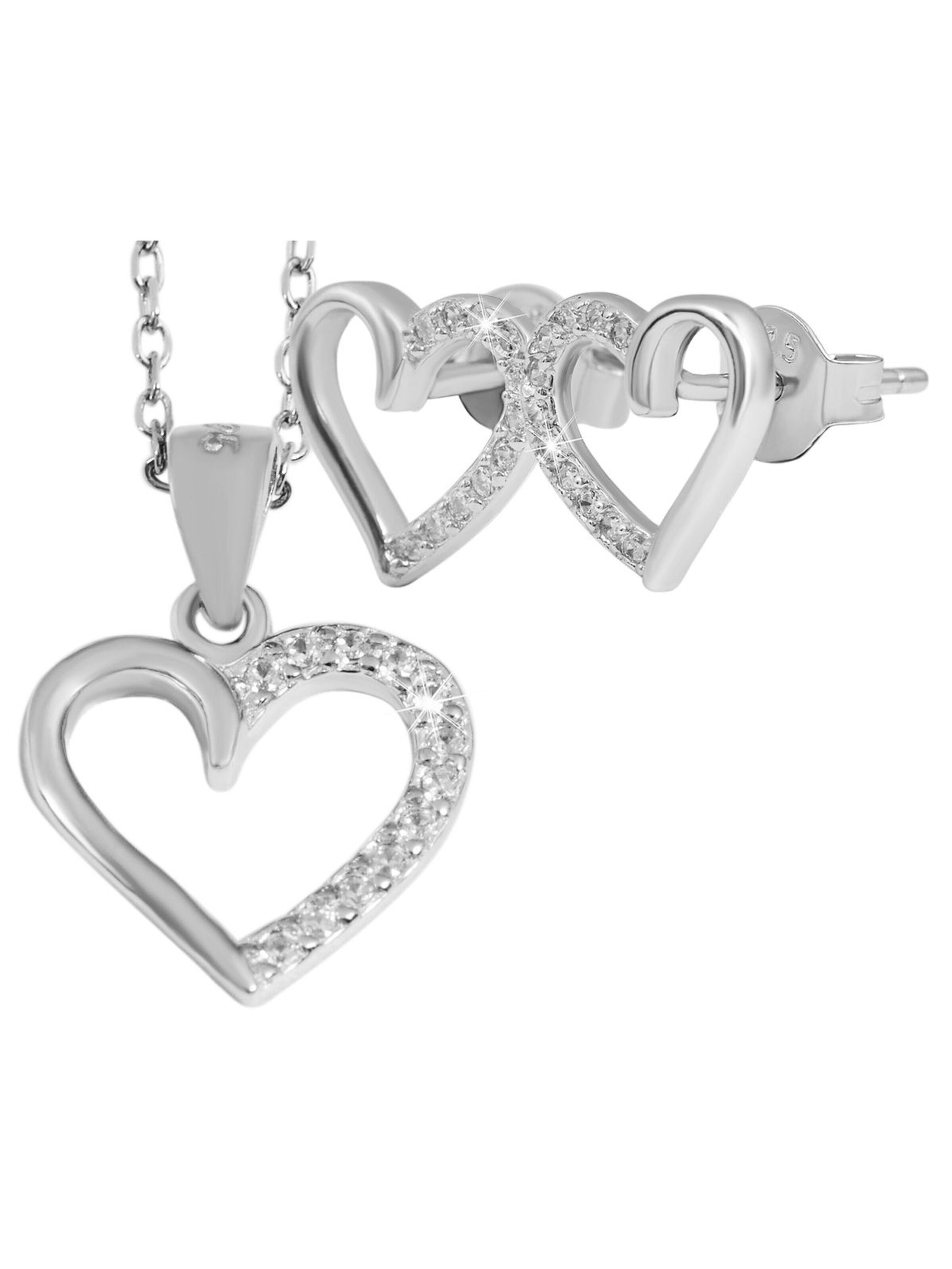 Akzent Jewelry Set '"Heleen" aus 925 Sterlingsilber, rhodiniert, langlebig' in Silver