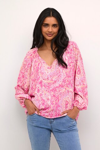 Cream Blouse 'Cassia' in Groen: voorkant