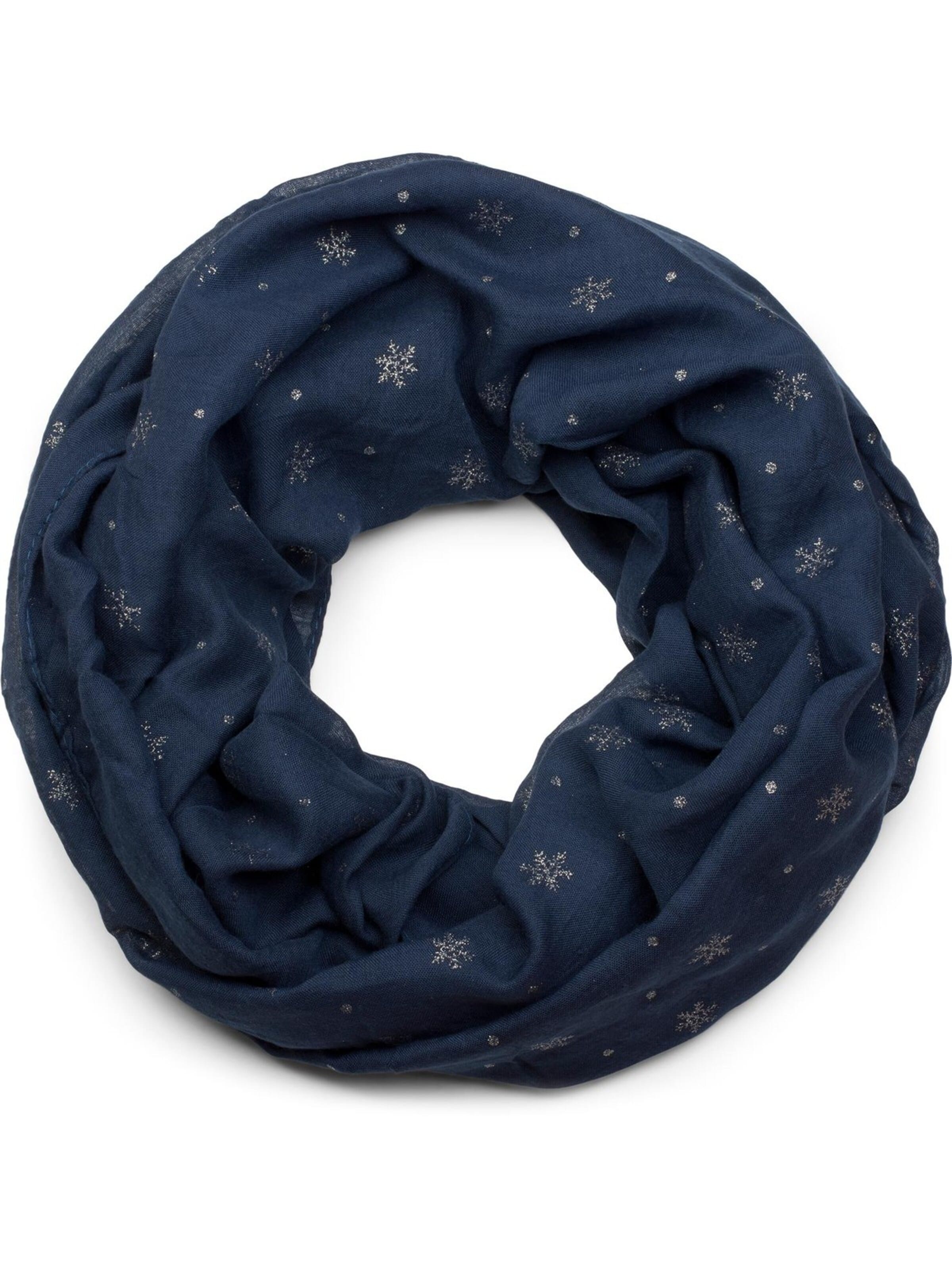 styleBREAKER Schlauchschal 'Loop mit glitzerndem Schneeflocken Print'‌‌‌‌‌‌‌‌‌ in Blau: Vorderseite