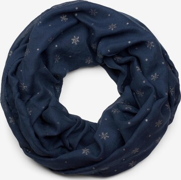 styleBREAKER Schlauchschal 'Loop mit glitzerndem Schneeflocken Print' in Blau: Vorderseite