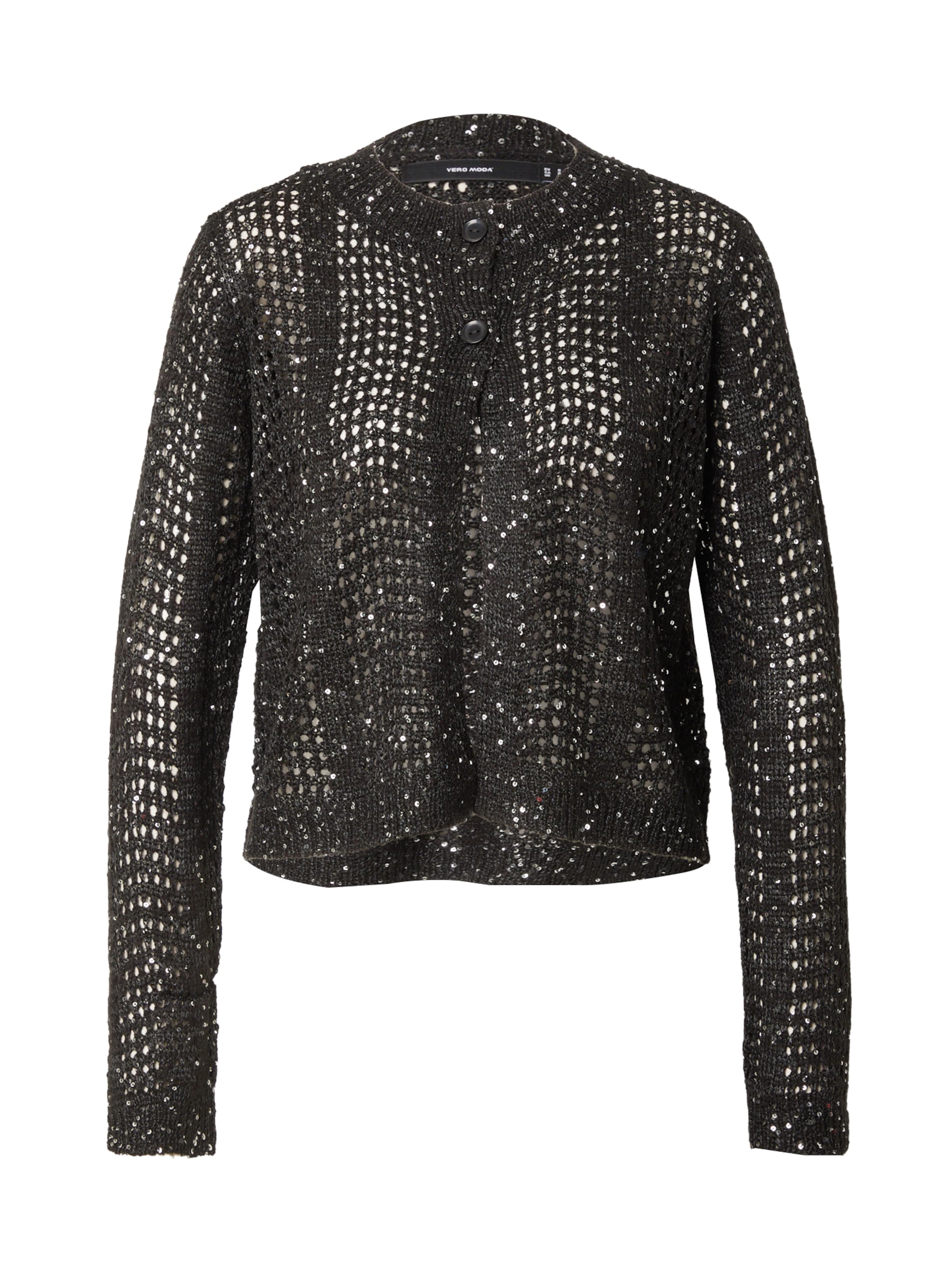 VERO MODA Knit Cardigan 'Leilani' in Black: front