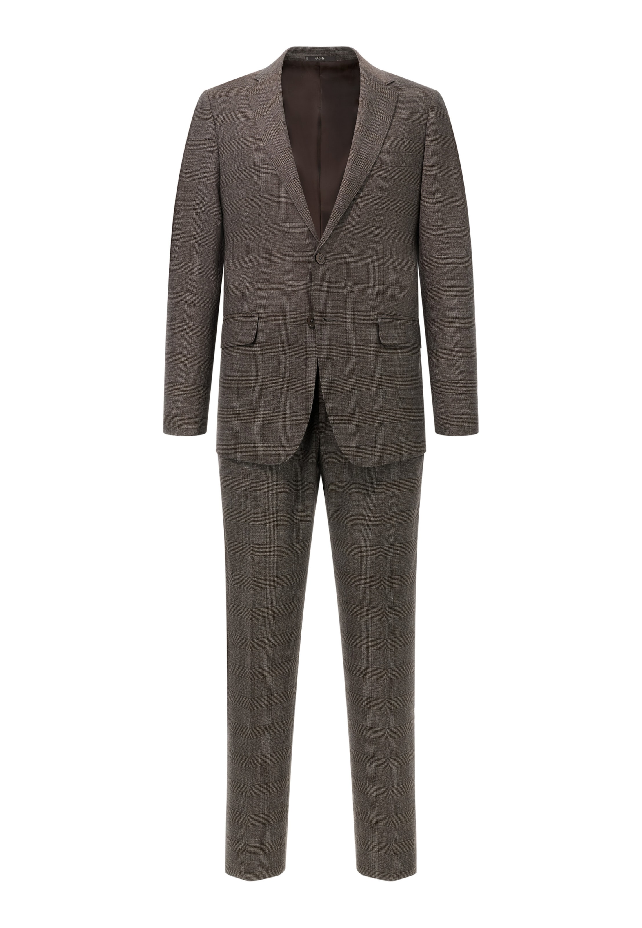 Boggi Milano Slimfit Pak 'Prince Of Wales' in Bruin: voorkant