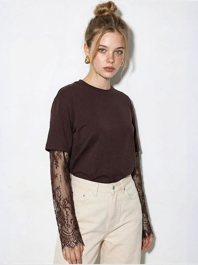 Bianco Lucci T-shirt 'T-Shirts' en S en brun foncé, Vue avec produit