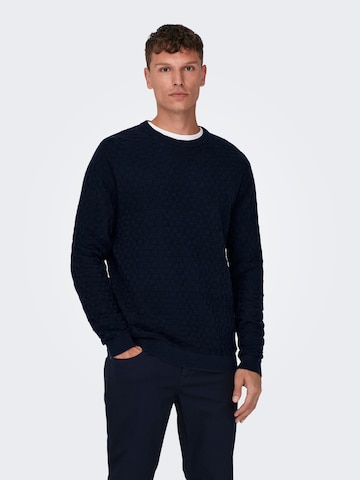 Only & Sons Trui 'Kalle' in Blauw: voorkant