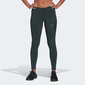 ADIDAS SPORTSWEAR Skinny Workout Pants 'Future Icons Badge Of Sport' in Green: front