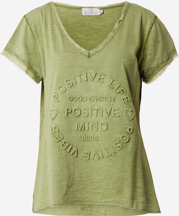 T-shirt 'Positive Mind' Zwillingsherz en vert : devant