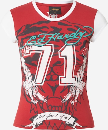 raudona Ed Hardy Marškinėliai 'Roaring Tiger': priekis
