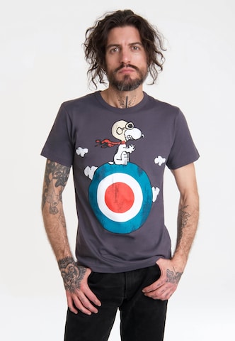 LOGOSHIRT T-Shirt 'Peanuts Snoopy Pilot' in Blau: predná strana