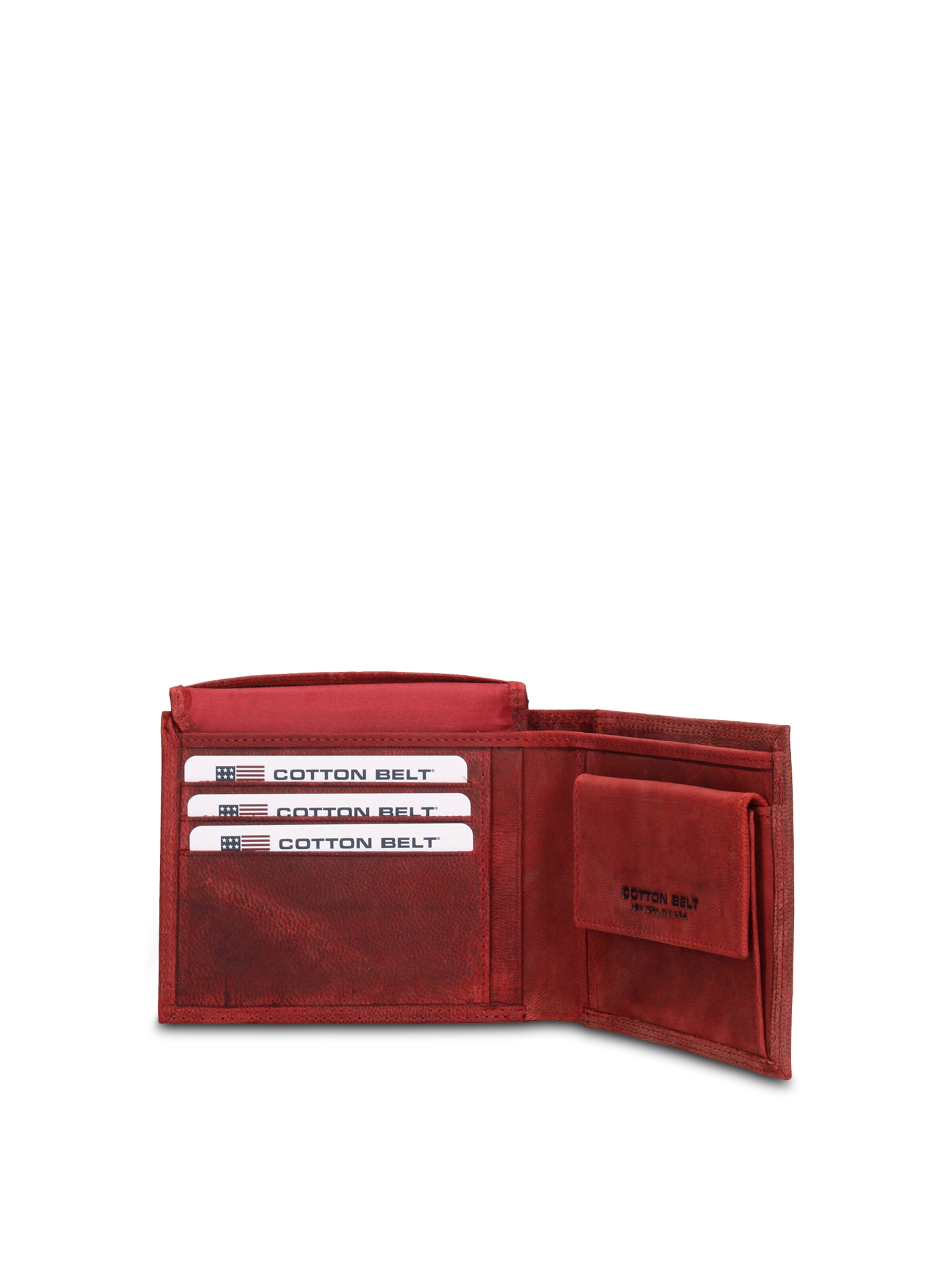 Portamonete 'Portafoglio Uomo Vera Pelle con Cuciture Rosse - Slim Design 12,5x9,5 cm' di cotton belt in rosso