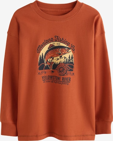 Next T-shirt i brun: framsida