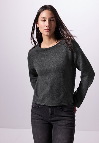 Street One Studio Rundhals-Pullover in Grau: Vorderseite