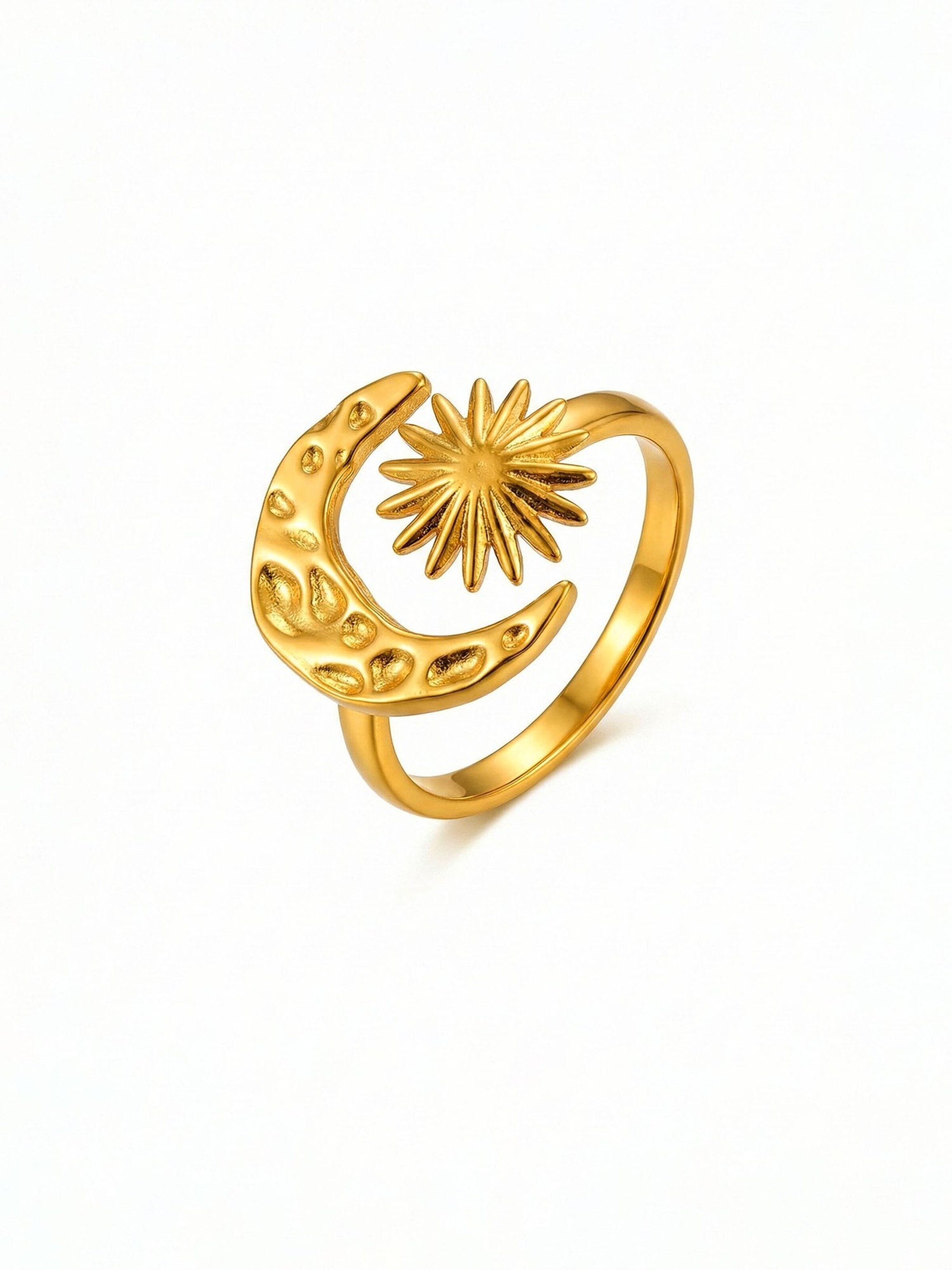 Nemomatheo Ring 'Luna Bloom – Mond & Blume Ring' in Gold: front