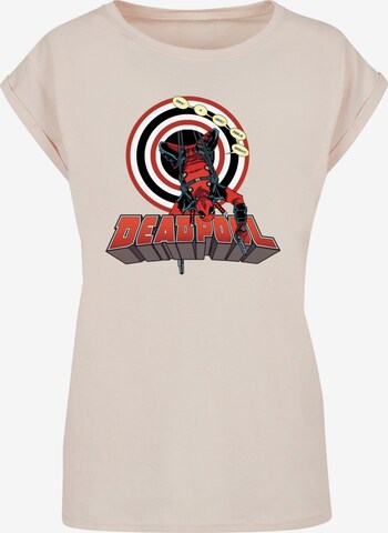 ABSOLUTE CULT T-Shirt 'Deadpool - Upside Down' in Beige: predná strana