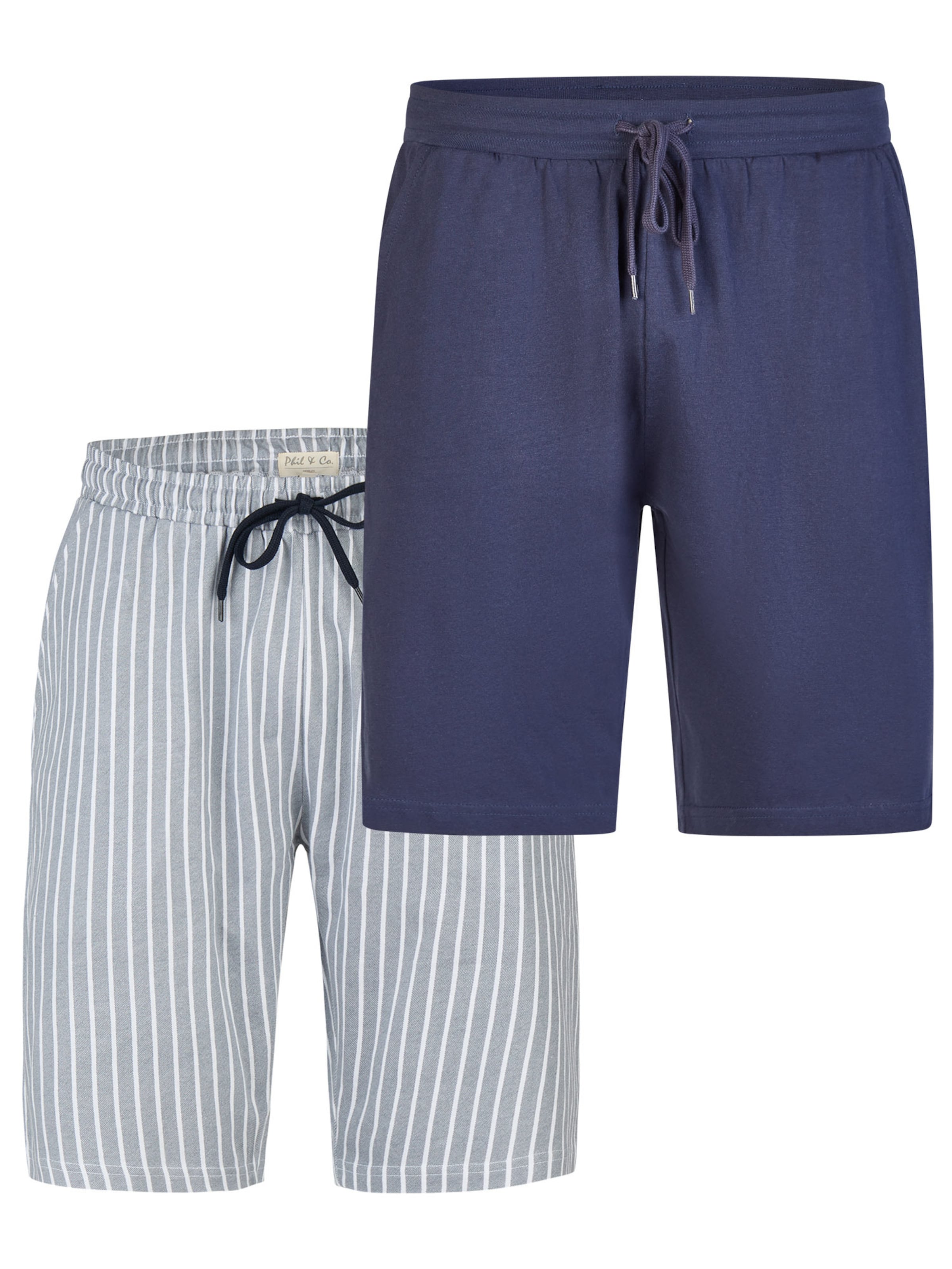 Phil & Co. Berlin Pyjamabroek ' Classic ' in Blauw: voorkant