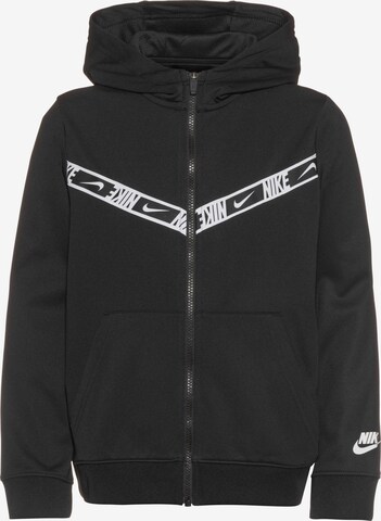 Nike Sportswear Sweat jacket 'Repeat' in Black: front