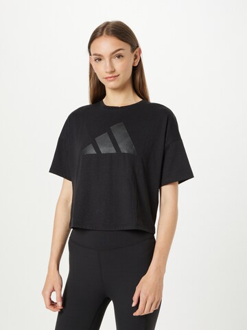 ADIDAS PERFORMANCE Performance shirt 'Icons 3 Bar' in Black: front