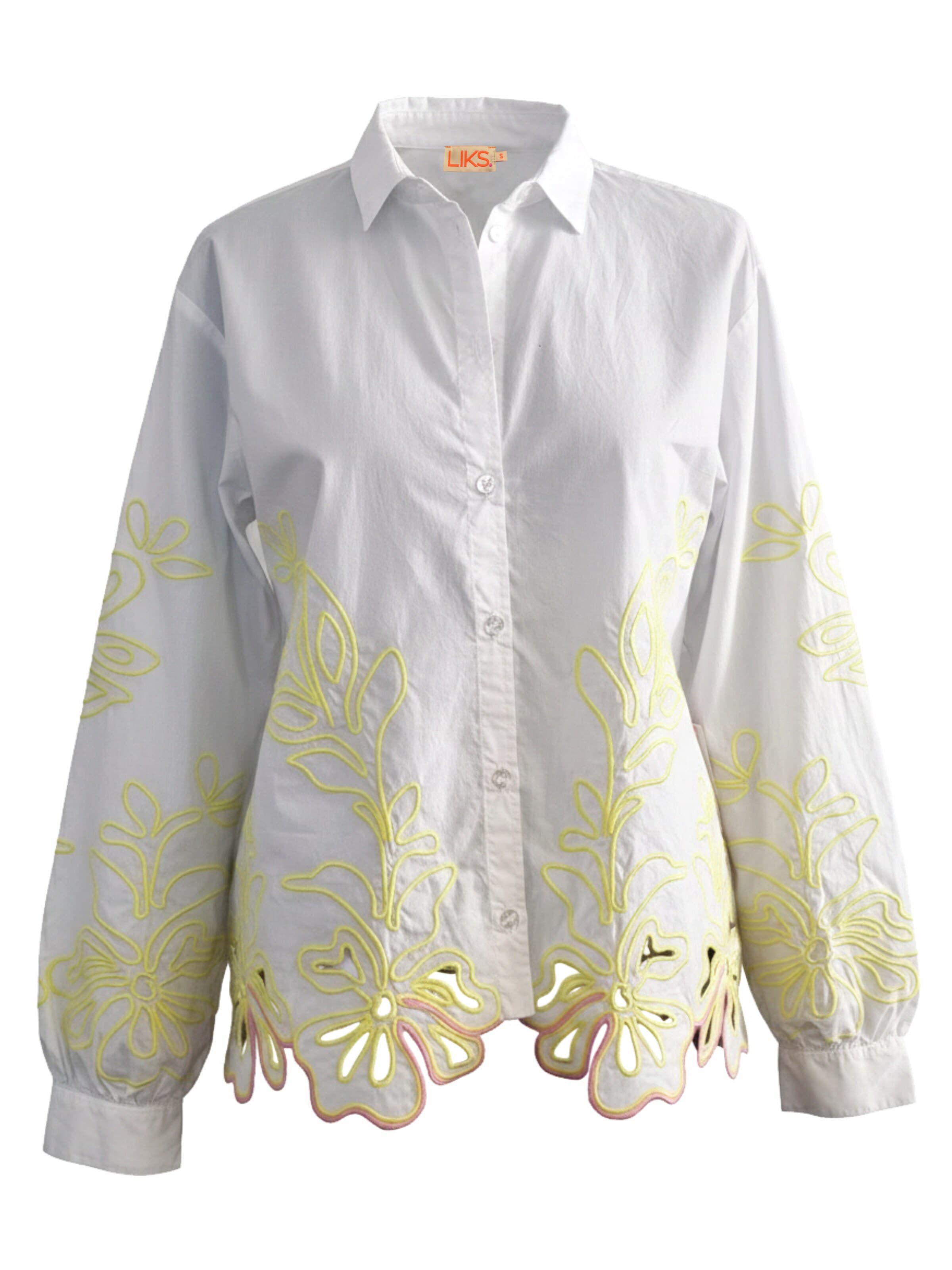 LIKS. Munich Blus 'Damenbluse mit raffinierter Stickerei aus reiner Baumwolle - GraceC' i vit: framsida