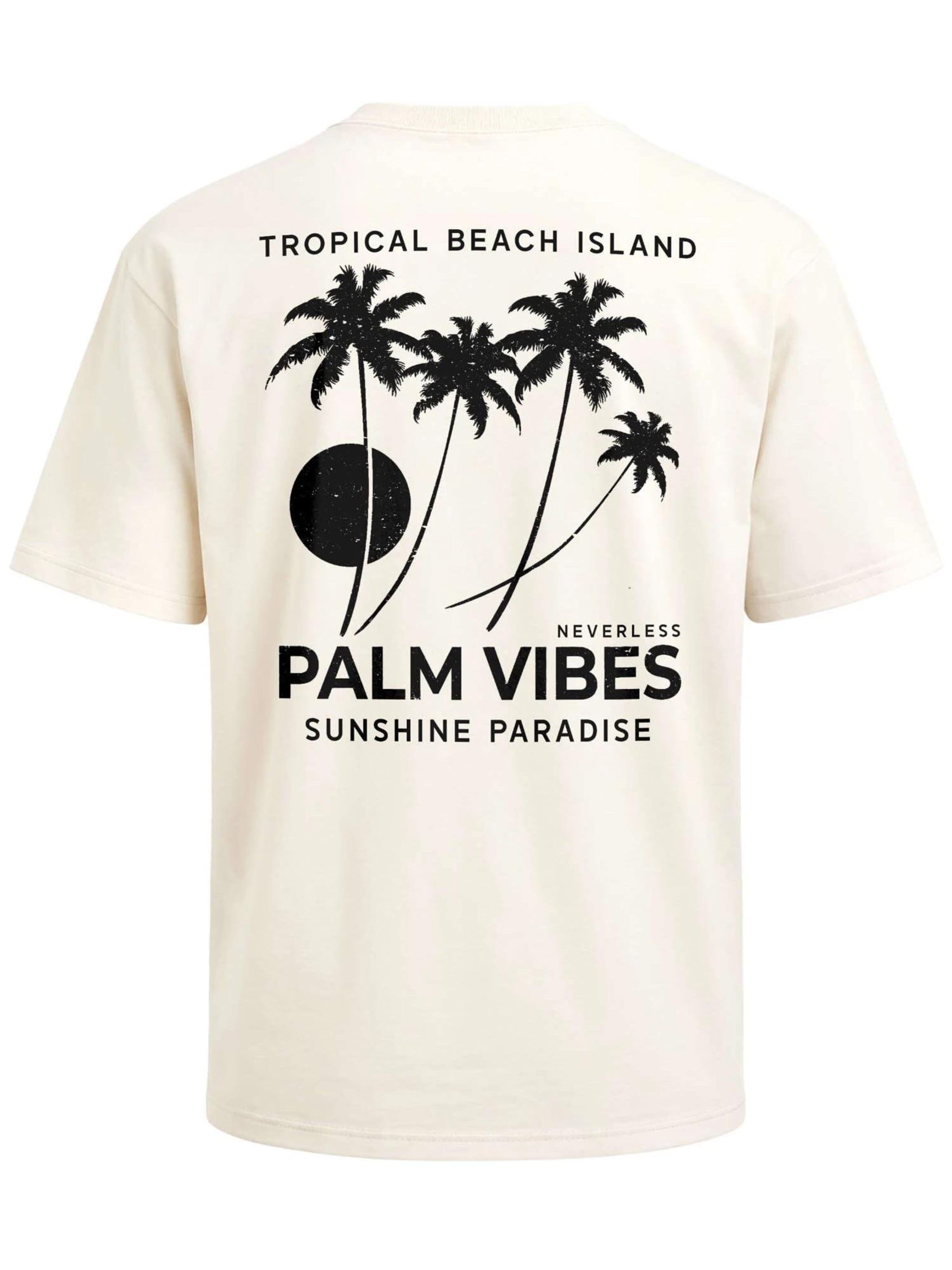 Neverless Shirt 'Palm Vibes' in Beige: front