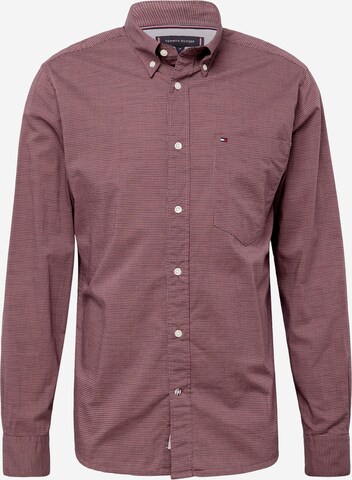 TOMMY HILFIGER Button Up Shirt 'HOUNDSTOOTH' in Red: front