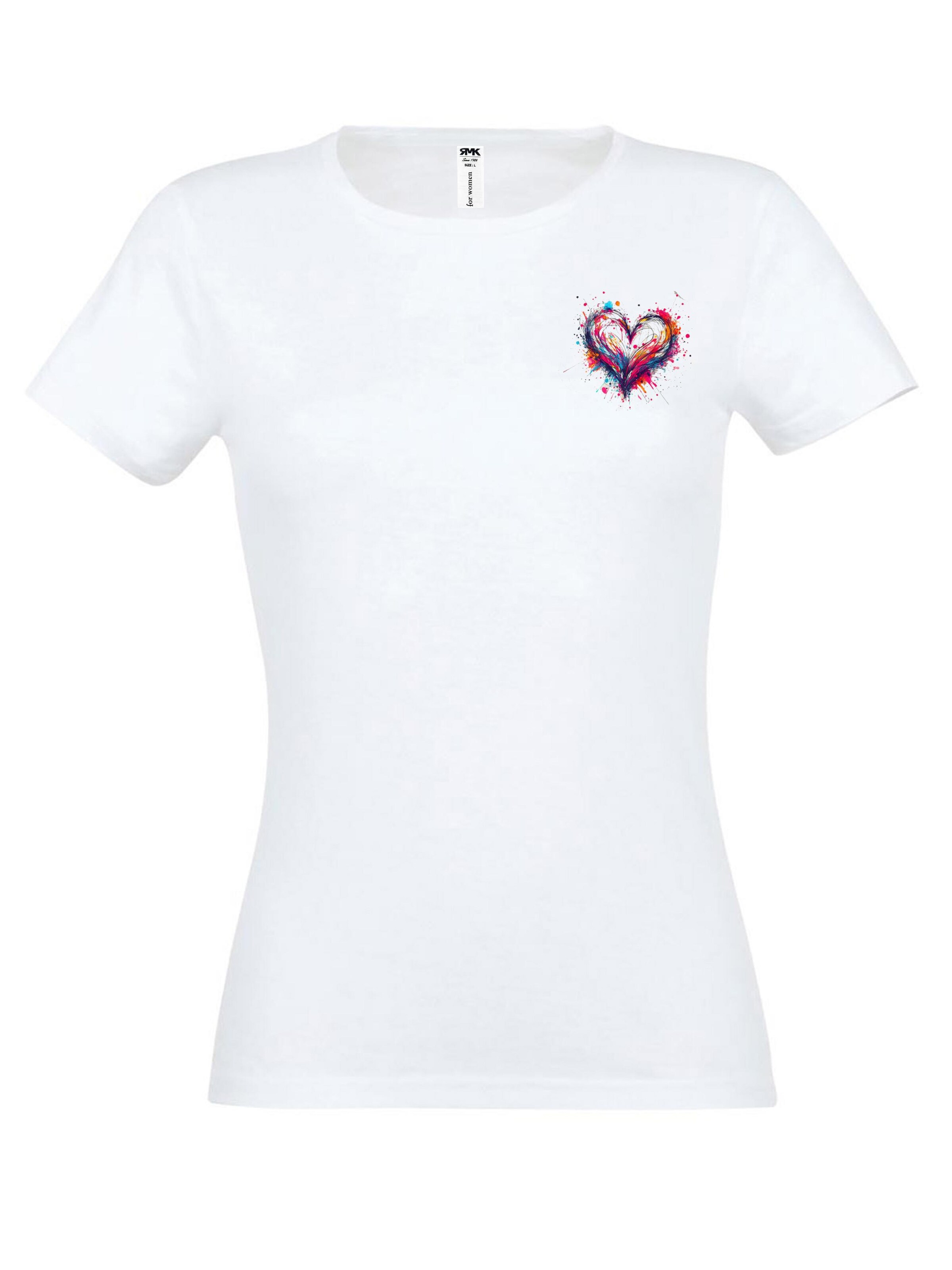 RMK Shirt '“ Heart Rundhals   ”'‌‌ in white denim, Produktansicht