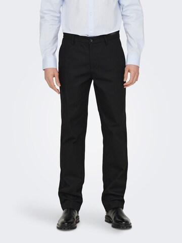 Only & Sons Regular Chino Pants 'Edge' in Black: front