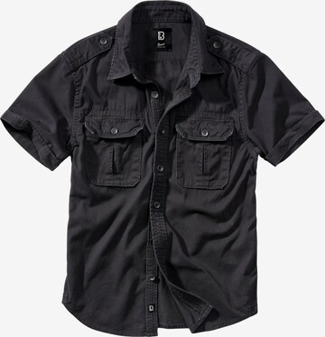 Brandit Comfort fit Button Up Shirt in Black: front