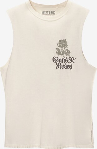 Pull&Bear Тениска 'GUNS´N ROSES' в бяло: отпред