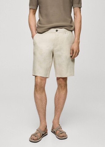 MANGO MAN Slimfit Broek 'Carp' in Beige: voorkant