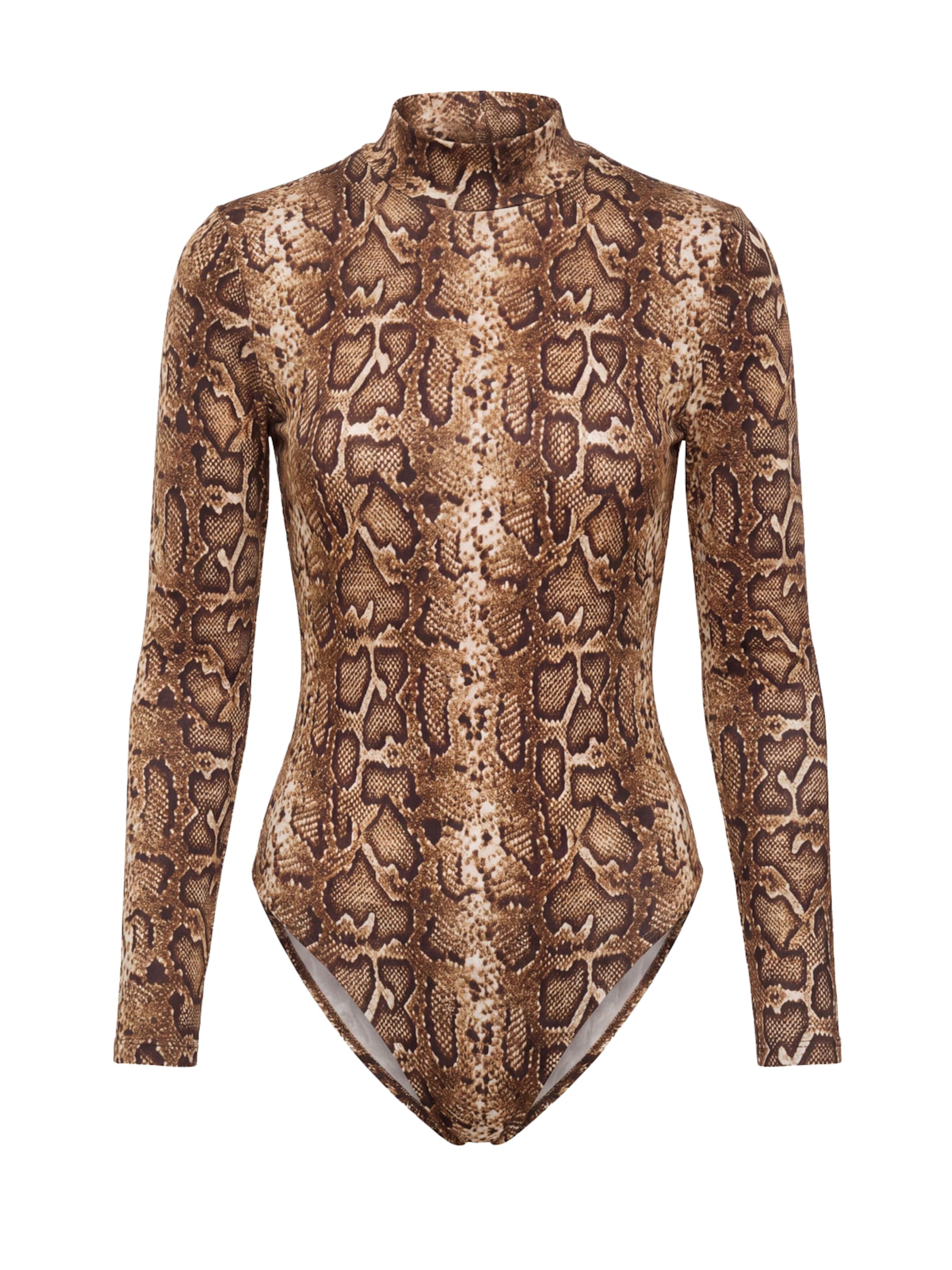 MB by Marta Buzolic Body 'Snake Print Bodysuit' in Bruin: voorkant