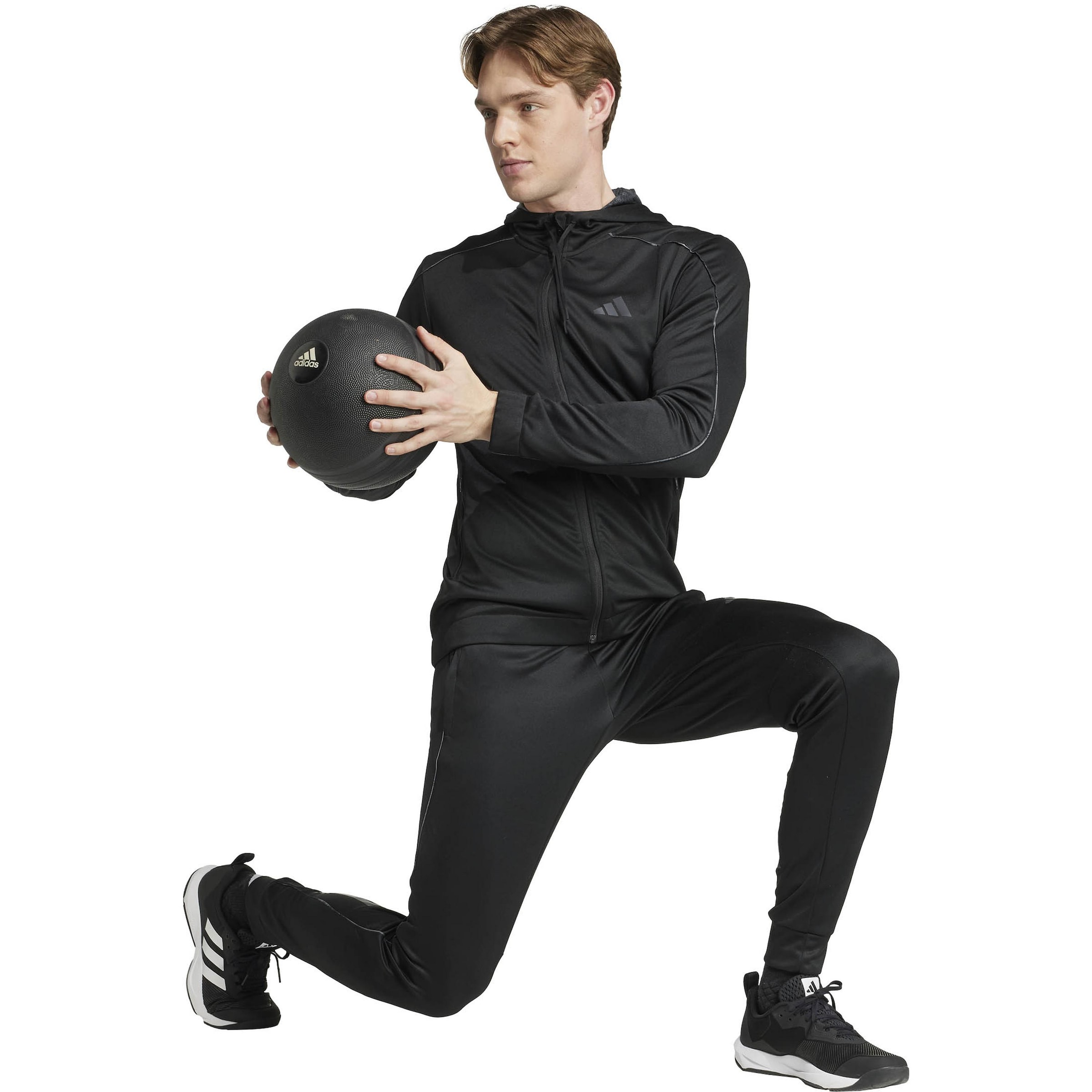 ADIDAS PERFORMANCE Athletic Zip-Up Hoodie 'ESSENTIALS' in Black