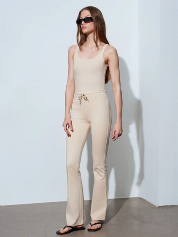 Dilvin Flared Pants in Beige: front
