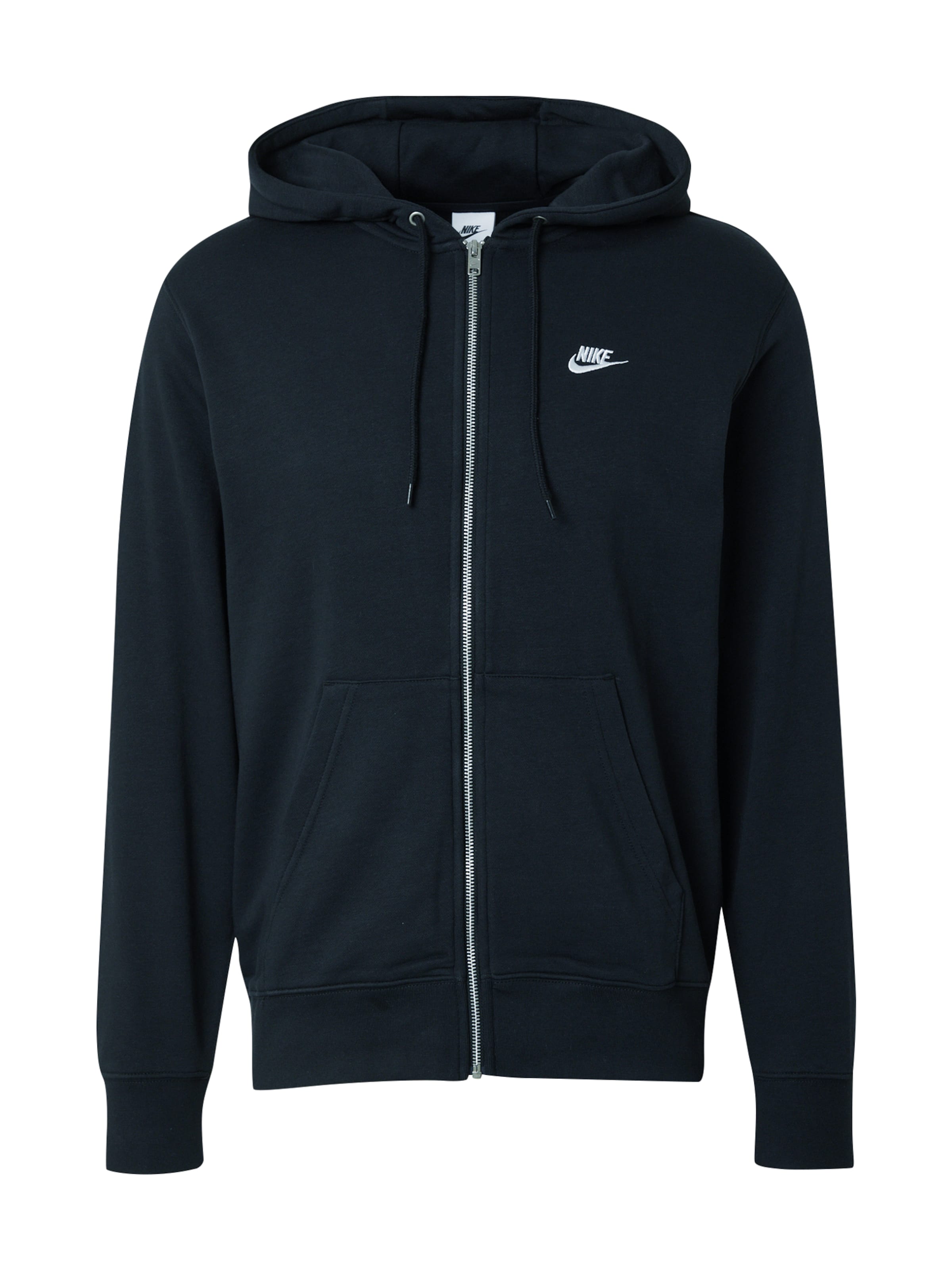 Nike Sportswear Sweatjacka 'Club Fleece' i svart: framsida