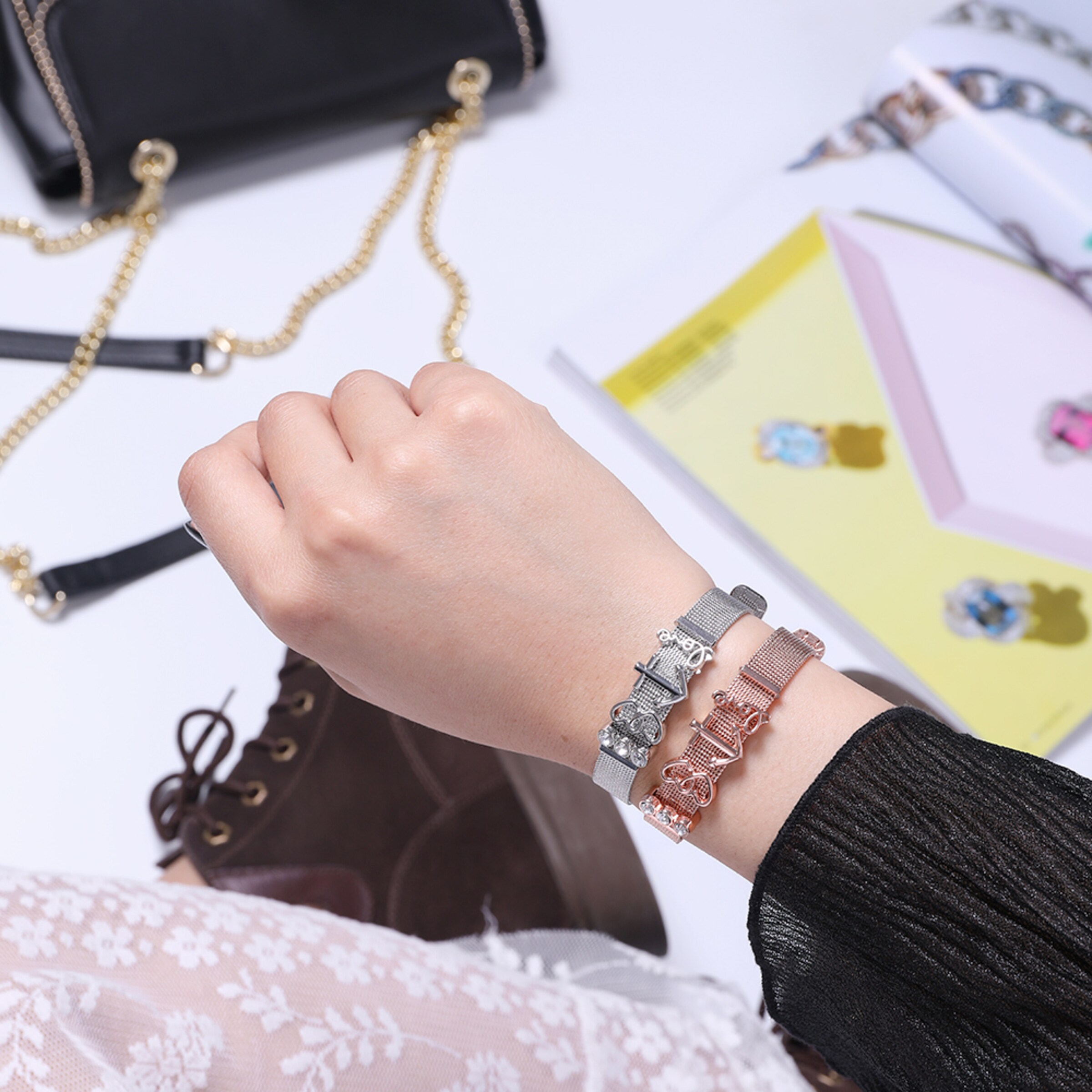 Bracelet 'Mesh' Heideman en argent : devant