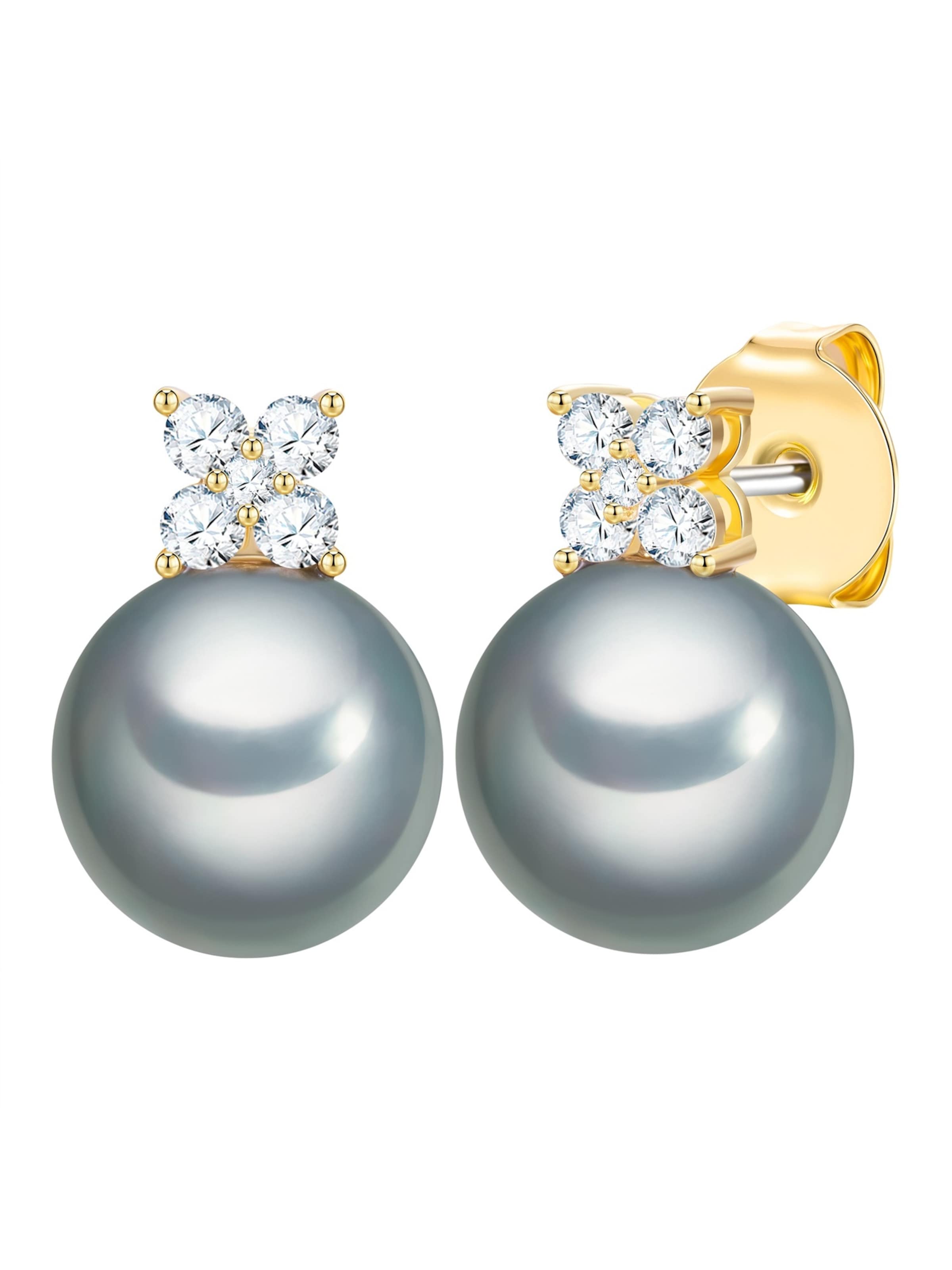 Boucles d'oreilles Lulu & Jane en gris : devant