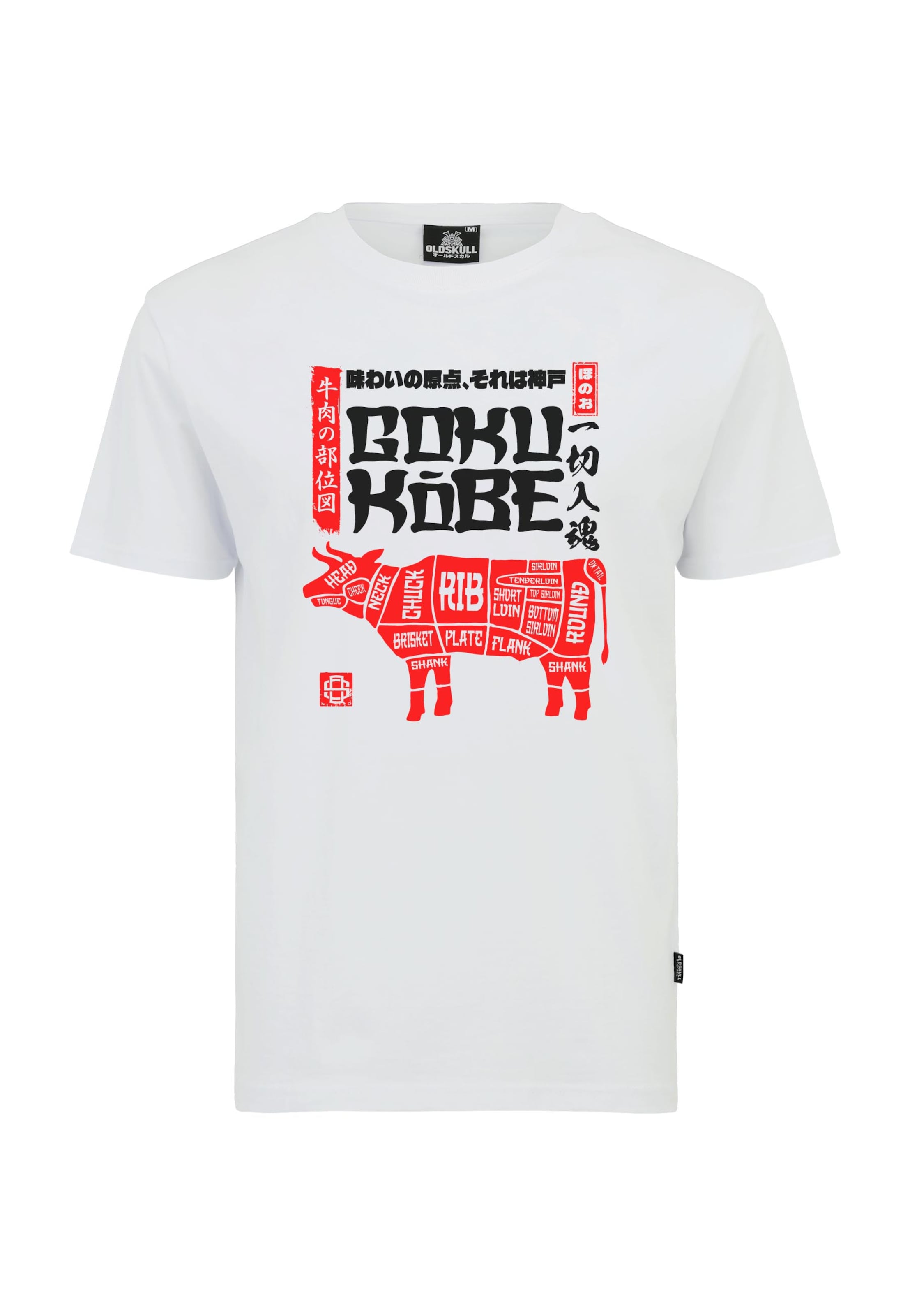 Oldskull Shirt 'Asian Kobe Beef' in Wit: voorkant
