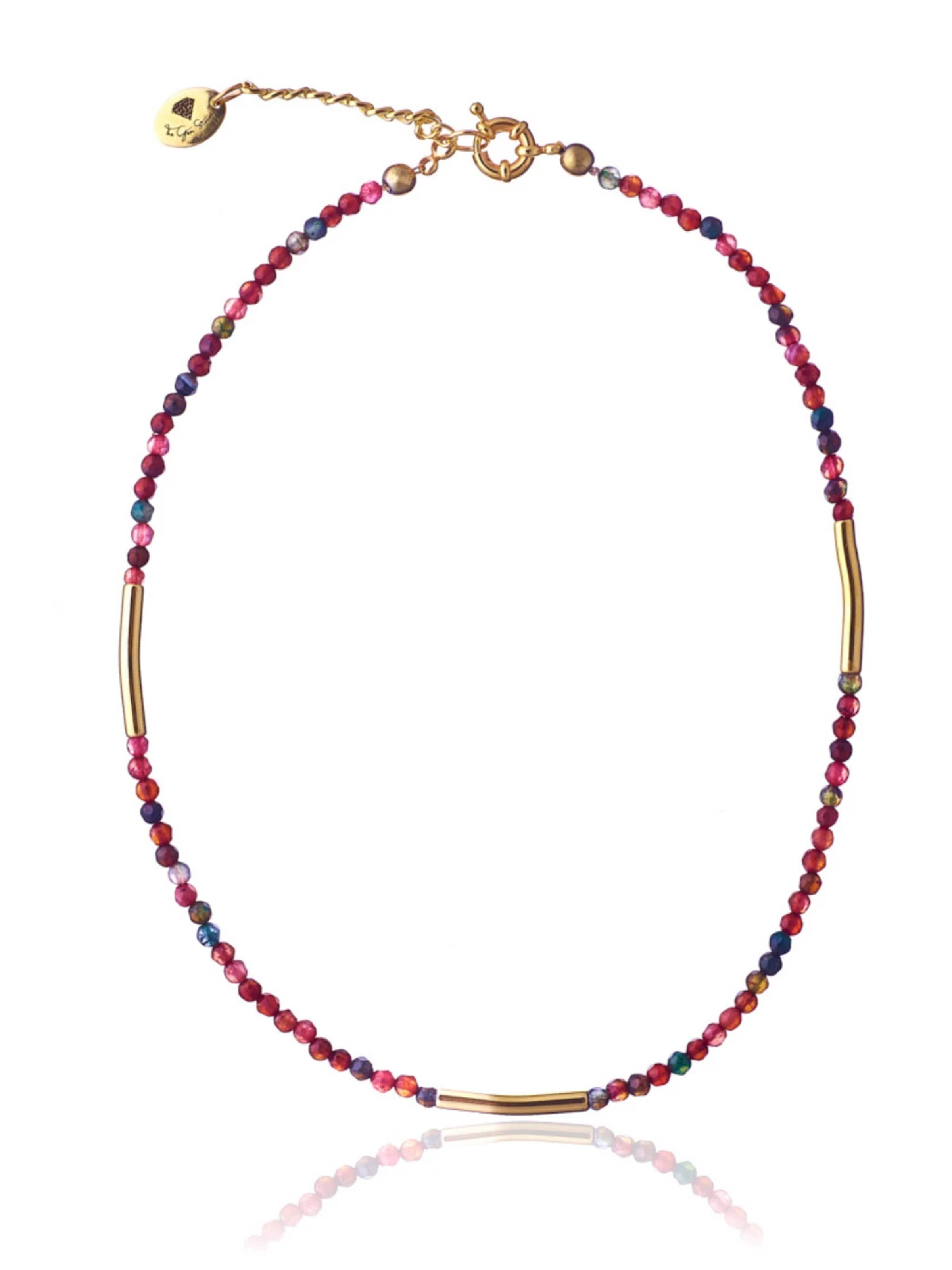 THE GEM STORIES JEWELRY - Cadena 'Shades Of Red Agate Necklace' en Mezcla de colores: frente