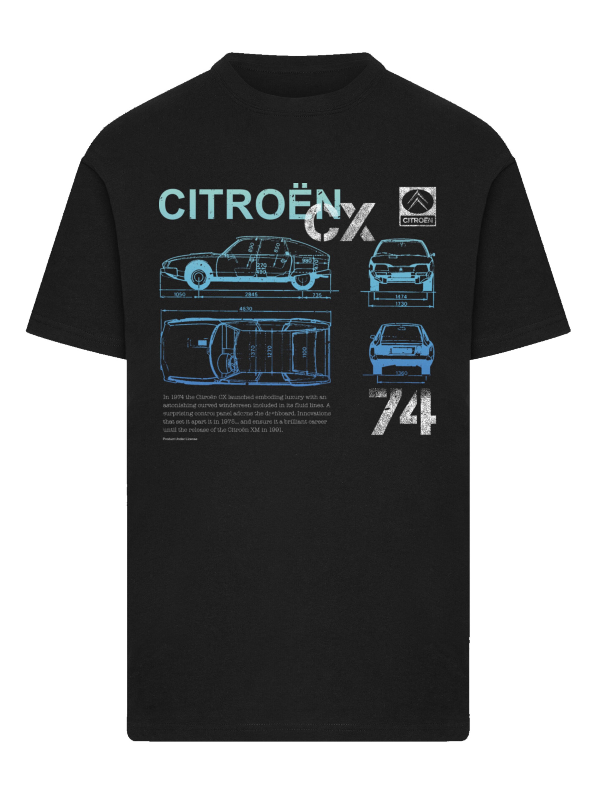 T-Shirt 'Citroën CX 74 Spec' F4NT4STIC en noir : devant