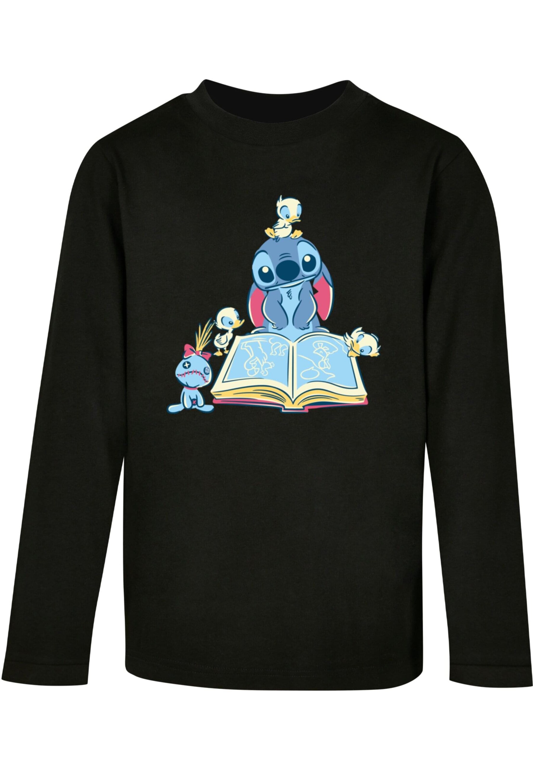 ABSOLUTE CULT Shirt 'Lilo And Stitch - Reading A Book' in Schwarz: Vorderseite